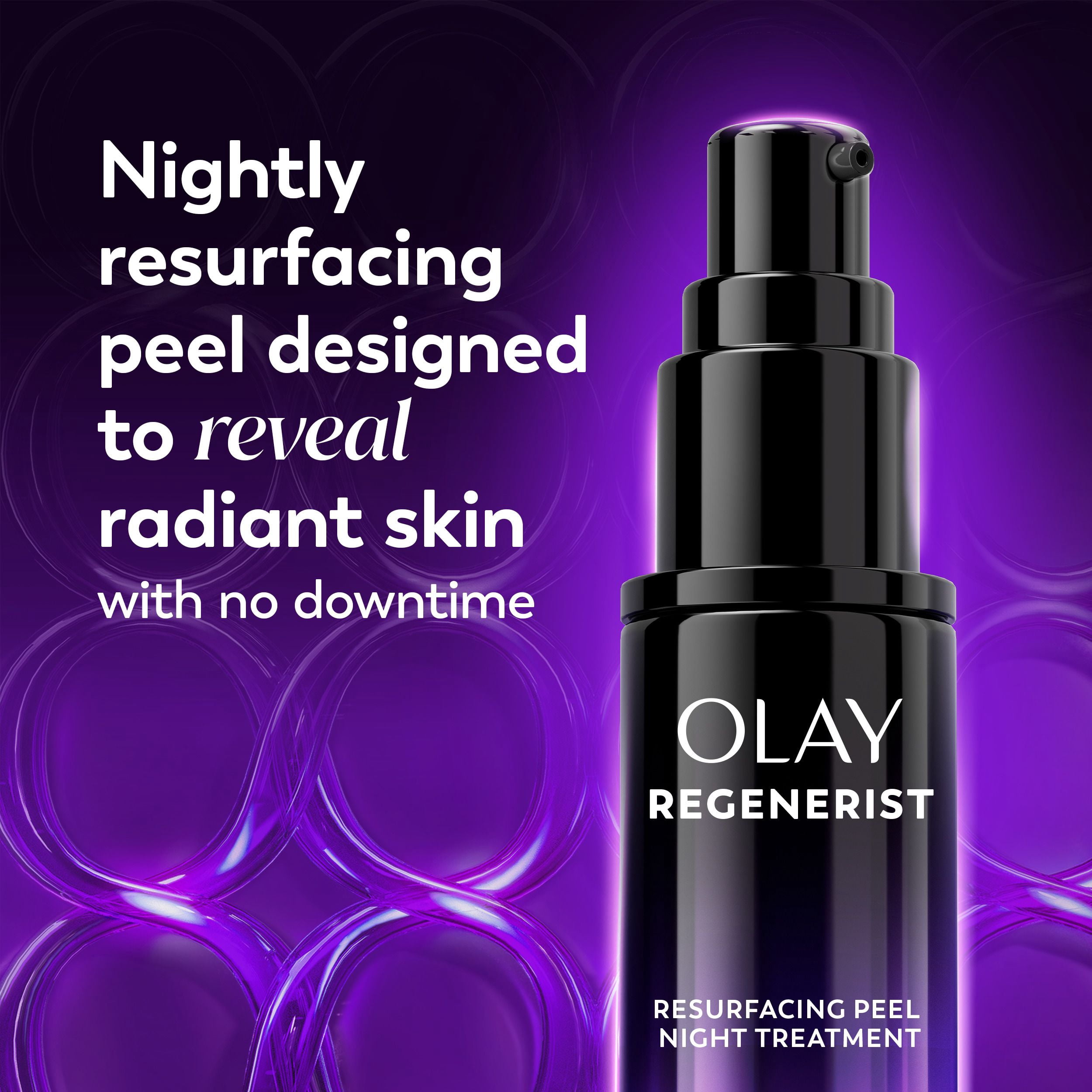 Soin exfoliant de nuit Olay Regenerist avec acide glycolique, soin ravivant et exfoliant, AHA, restructurant, texture lisse, illumine le teint, sérum de nuit léger pour un teint radieux