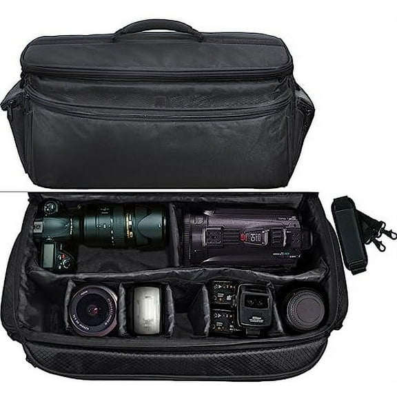eDealz Extra Large Soft Padded Water Resistant Camcorder Equipment Gadget Bag/Case for Cameras Camcorders and DSLR, Pro Equipment Travel