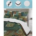 thumbnail image 4 of Quilts Full Size Bedding Set, Teal Green Boho Lightweight Quilted Comforter, Color Block Geometric Modern Soft Reversible Bedspread Coverlet with Pillow Covers for All Season, 78" x 90", 4 of 7