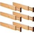 thumbnail image 1 of 6 Pack Bamboo Adjustable Drawer Dividers, Expandable Drawer Organizer (16.5"-22"), 1 of 5