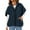 Navy, variant on Gpaecead Women's Short Sleeve Fuzzy Fleece Vest Coat- Stand Collar Zip Pocket Coat Blue