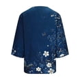 thumbnail image 2 of TaTaai Women's Roll Tab Sleeve Blouse, Printed V Neck Shirt, Linen Look Three Quarter Top for Casual Summer Gift, 2 of 5