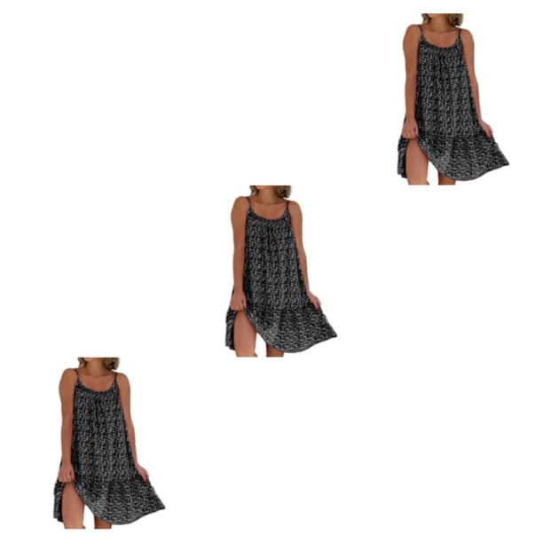 Vestido bohemio Minnieouse elegante y cómodo para mujer largo vintage fuera del hombro negro XL