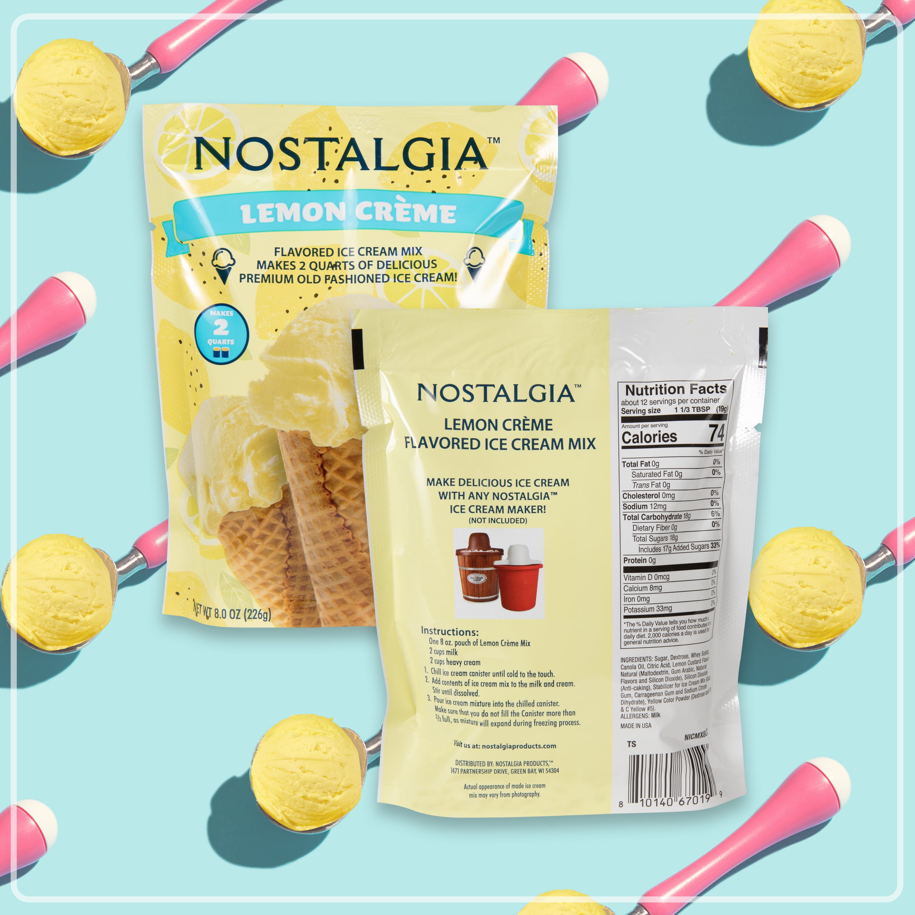 Nostalgia 2 Quart Homemade Premium Cookies N Cream Ice Cream Starter Mix Walmart