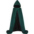 thumbnail image 1 of ALIZIWAY Capa con capucha reversible de terciopelo forrada con satén renacentista medieval Halloween Navidad Cosplay disfraz, 1 of 4