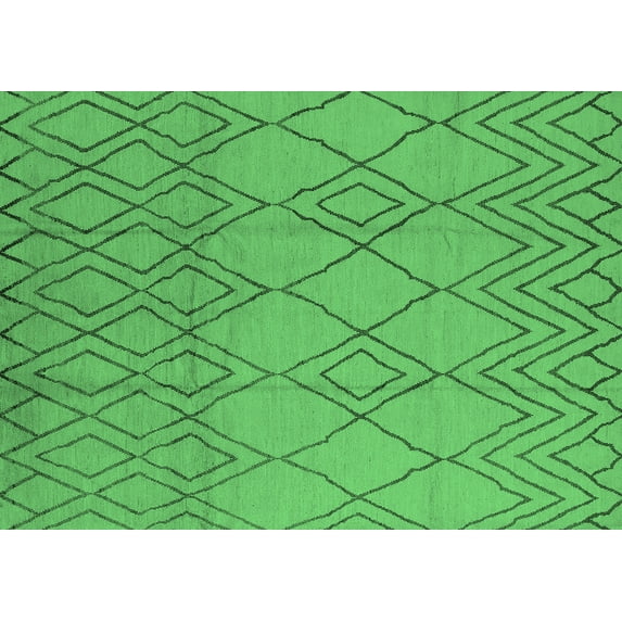 Ahgly Company Indoor Rectangle Solid Emerald Green Modern Area Rugs, 2' x 4'