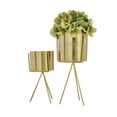 thumbnail image 6 of CosmoLiving by Cosmopolitan 12", 9"H Small Gold Metal Planter with Removable Stand (2 Count), 6 of 8