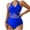 Blue, variant on Youyipin One Piece Swimsuit Women Tummy Control V Neck Cutout High Waisted Bathing Suit Sexy Halter Swimwear Swim Suits For Women 2025