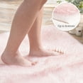 thumbnail image 5 of Ultra Soft Faux Fox Fur Fluffy Carpets Chair Couch Bedroom Floor Sofa Living Room Rug, 3 x 3 Feet, White Pink Round, 1 Pack, 5 of 6