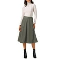 thumbnail image 2 of INSPIRE CHIC Women's Flowy Midi Skirt Vintage Striped High Waist Fall Winter A-Line Skirts XS Coffee, 2 of 6