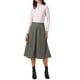 thumbnail image 2 of Falda midi fluida de mujer INSPIRE CHIC, a rayas vintage, cintura alta, otoño invierno, faldas A-Line M café, 2 of 6