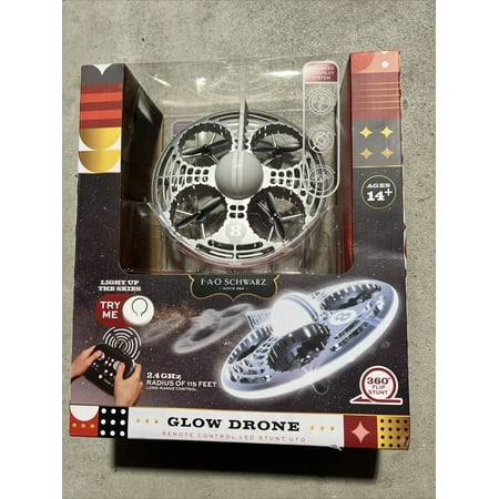 FAO Schwarz Silver Glow Drone LED Stunt UFO