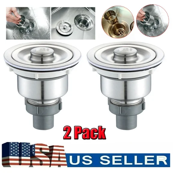 2Pack Kitchen Bar Stainless Steel Sink Strainer Drain Head Stopper Filter Basket