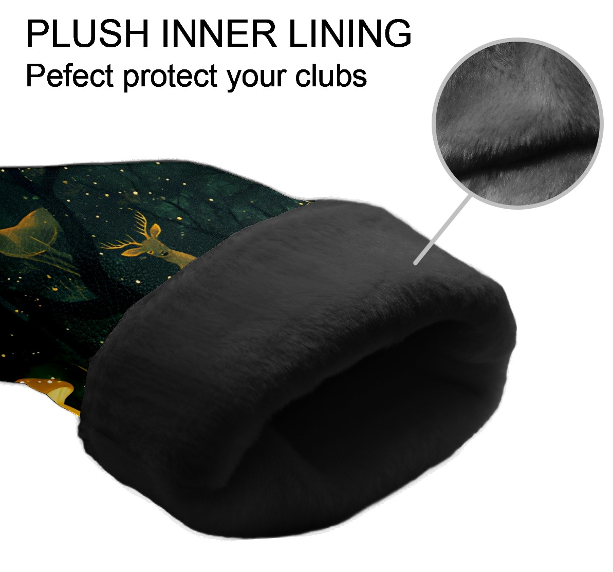 Golf Club Covers, Green DeerMushroom Premium PU Leather Driver Hybrid Putter Head Covers with Velvet Lining, Waterproof Golf Gifts for Men Women