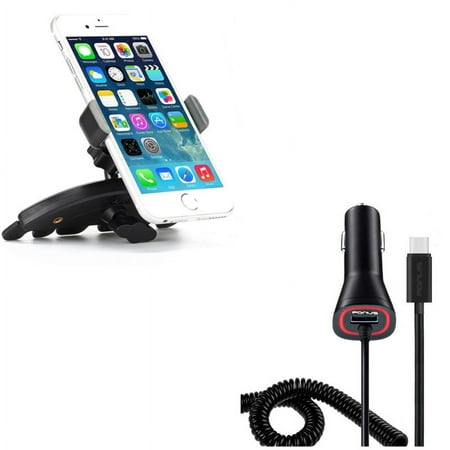 Power Type-C Quick Charger w Holder CD Slot Car Mount P6W for Samsung Galaxy S9 Plus, S8+ S8, active S10e S10 Plus 5G Note 9 8 A9 A50 - Sonim XP8 XP3 - Sony Xperia XZs XZ3 XZ1 XA1 L1