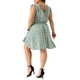 thumbnail image 3 of Agnes Orinda Women's Plus Size Summer Dresses Floral Print Tie Back Square Neck Ruffle Short Sleeve Casual Midi Dress with Pocket 4X Green, 3 of 6