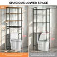thumbnail image 7 of Bonhappy Over the Toilet Storage Shelf, 4-Tier Bathroom Organizer Rack, Space Saver Stand with Deep Wire Basket & Adjustable Feet, Brown, 7 of 7