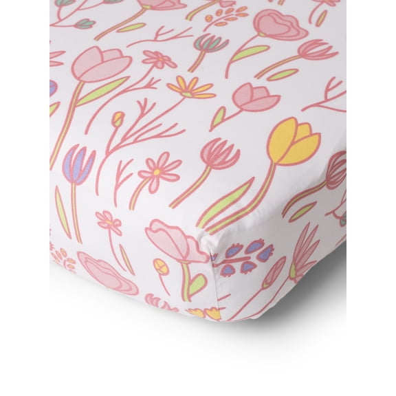 Monica Andy Organic Cotton Crib & Toddler Fitted Sheet, 200 Thread Count Percale, Fits Standard Crib & Toddler Mattresses