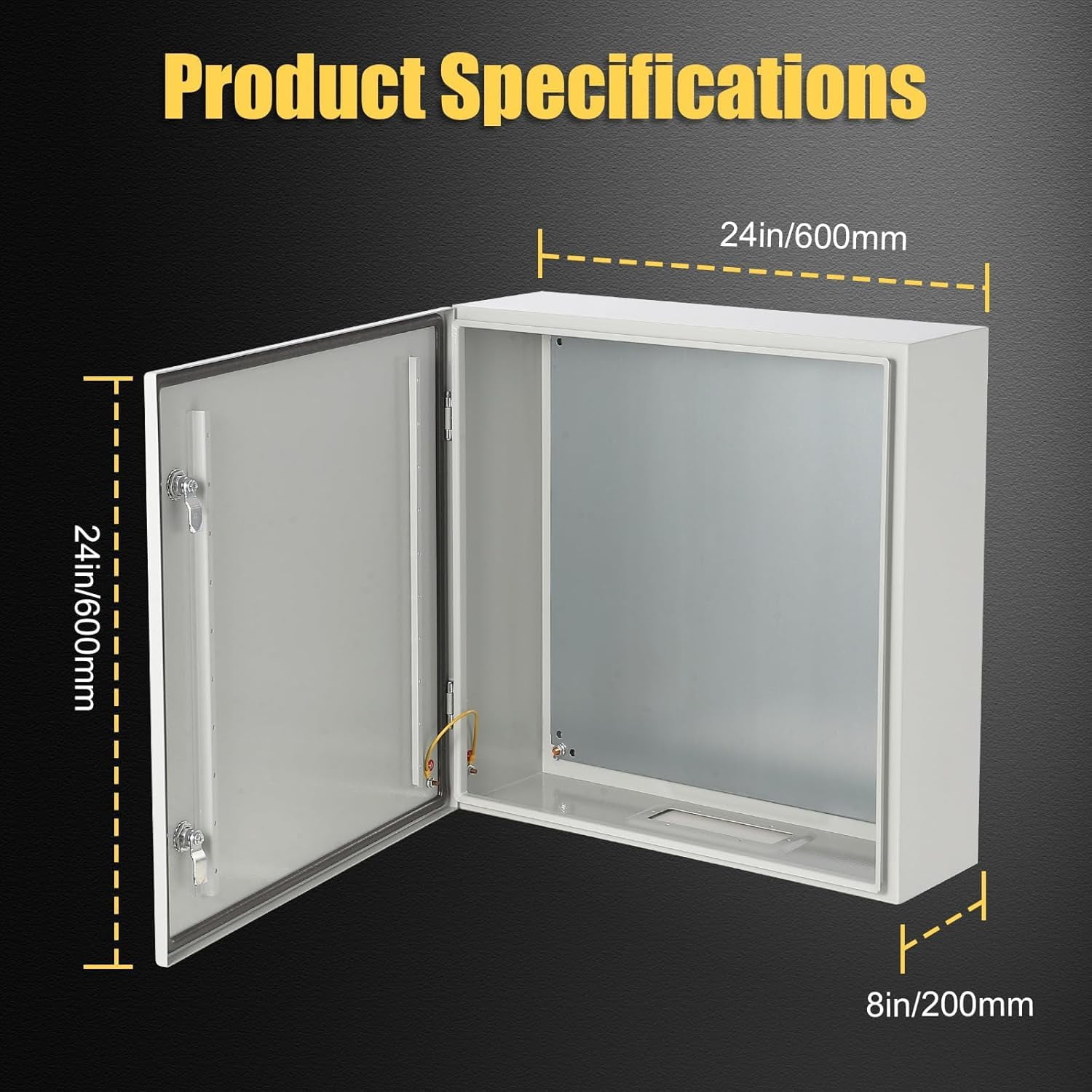 Acekid 24"x24"x8" NEMA 4X Steel Electrical Box - IP66 Waterproof & Dustproof, Outdoor/Indoor Junction Box with Mounting Plate for Electrical Projects