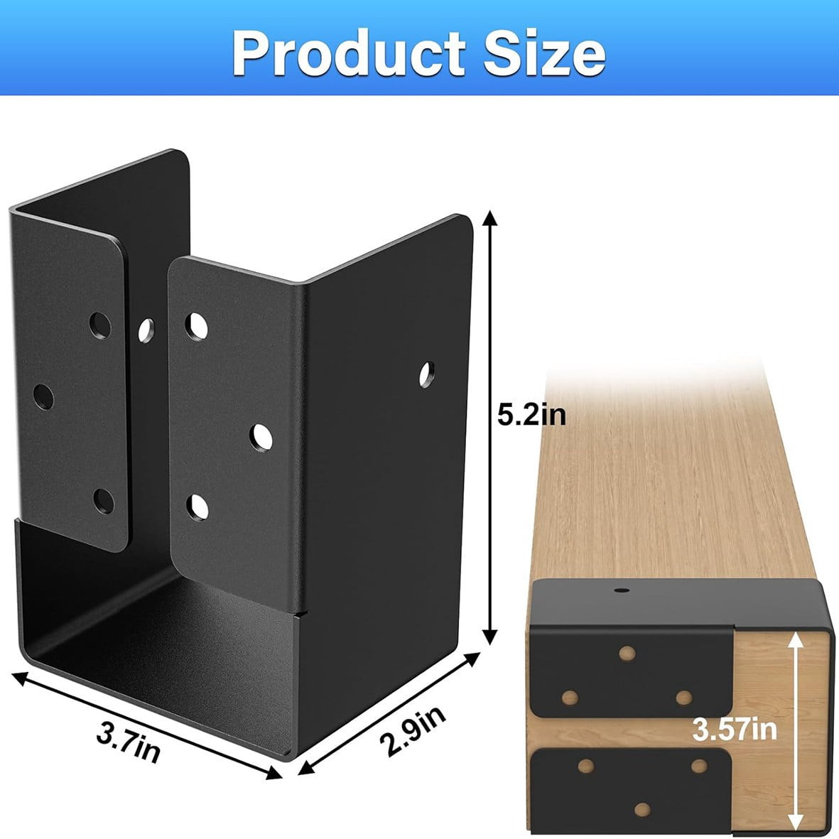 Concealed Joist Hanger (1 Pack), Outdoor Concealed Joist Bracket with Screws, Powder Coated Concealed Mount Light Joist Hangers for 4"x6" Beam, Swing, Handrail, Fence
