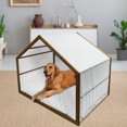 thumbnail image 2 of Snowflake Pet House, Doodle Style Symmetrical Motifs of Winter Season on a Dotted Background, Outdoor & Indoor Portable Dog Kennel with Pillow and Cover, 5 Sizes, Pale Grey White, by Ambesonne, 2 of 4