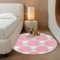 thumbnail image 3 of Pink Dahlia Round Area Rug 3.3 FT, Non Slip Small Entryway Kitchen Mat, Farmhouse Abstract Grey Floral Patterned Washable Soft Circular Rug Non-Shedding Door Mat for Bathroom Playroom Kids Room, 3 of 9