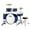 Metallic Blue, variant on Eastar Drum Set for Adults 22 inch 5 Piece Drum Kit Teen Beginner Drums Set with Pedal Cymbals Stands Stool and Sticks, Mirror Black