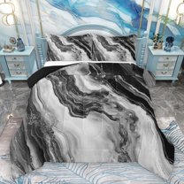 Homewish Modern Fashion Marble Bedding Comforter Set, Black Grey Marbling Abstract Twin Comforter Sets, Teens Adult Men Female Reversible Bedding Set, Luxury Bedroom Decor, 2 Pieces