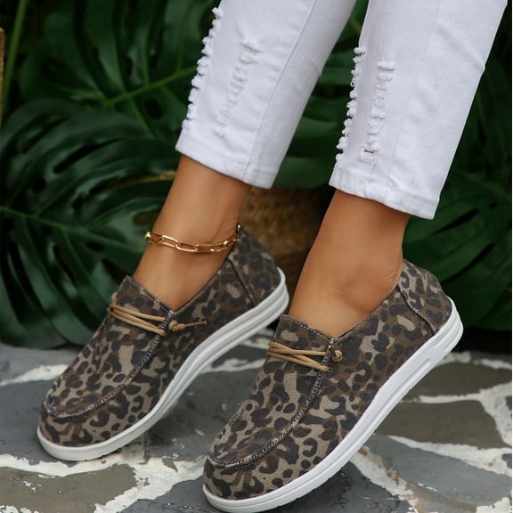 Women's Lightweight Comfort Walking Shoes, Flat Canvas Casual Breathable Lining Non Slip Sole, Classic Slip on Sneakers for Everyday Walking