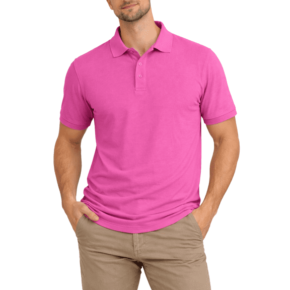 Access Men's Short Sleeve Classic Uniform Pique Polo Shirt (Fuchsia, Large) AP21