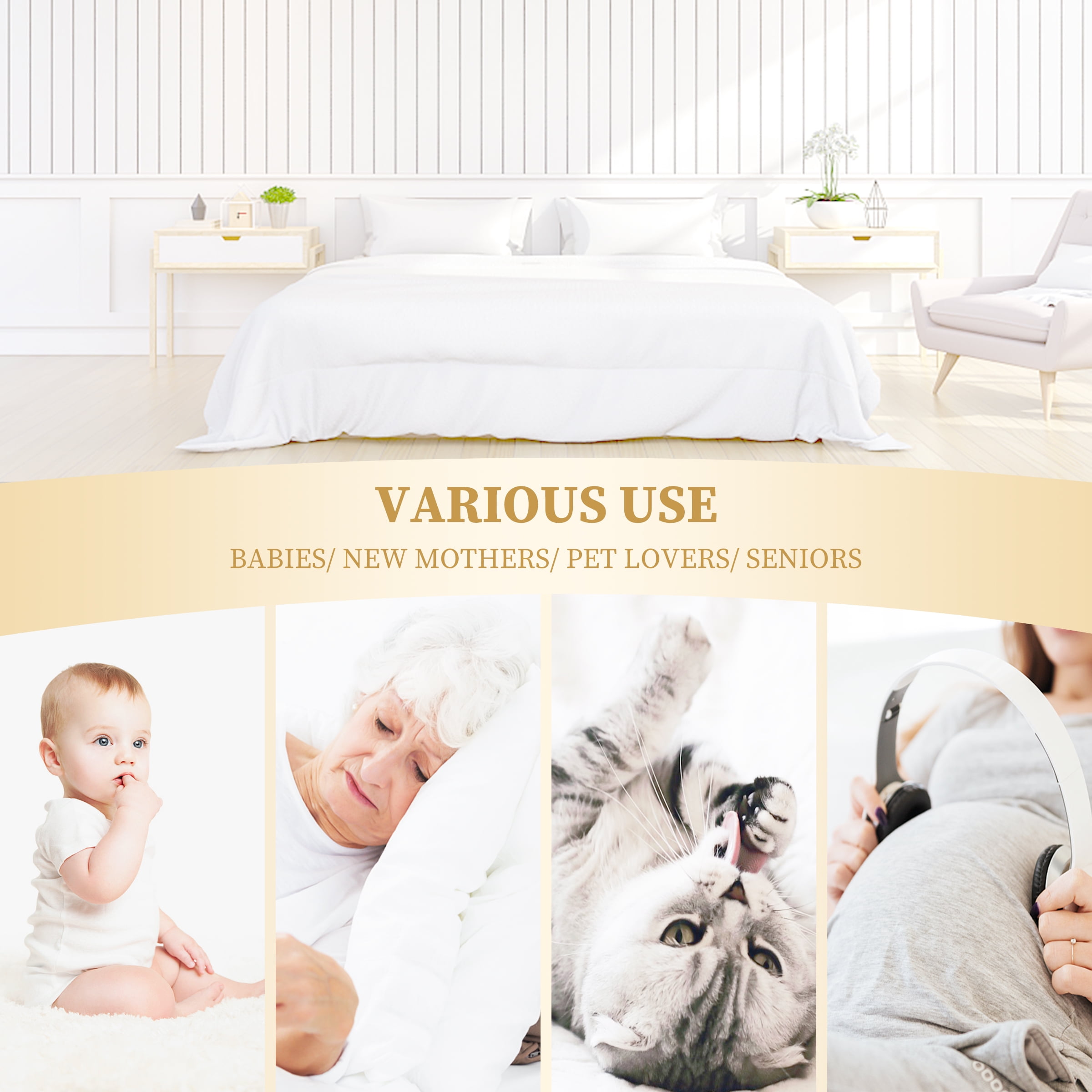 Safe and Sound Waterproof Mattress Pad, Breathable Ultra Soft Alternative Filling Cover,Cal King(White)