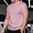 thumbnail image 1 of Ceisia Men's Slim Fit Crew Neck Short Sleeve T-Shirt High Stretch German Velvet Athletic Top Pink XL Gifts, 1 of 5