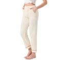 thumbnail image 4 of INSPIRE CHIC Womens Pajama Pants Cotton Knit Ribbed Elastic Waist Straight Leg with Pockets Loungewear Casual Home L White, 4 of 6