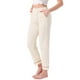 thumbnail image 4 of Pantalones de pijama para mujer INSPIRE CHIC de algodón de punto acanalado con cintura elástica, pierna recta y bolsillos, ropa de casa casual, color blanco, 4 of 6