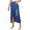 Dark Blue, variant on Women Washed Denim Skirt Mid Length Elastic Waistband Side Split Casual for Jean Skirts S-2XL