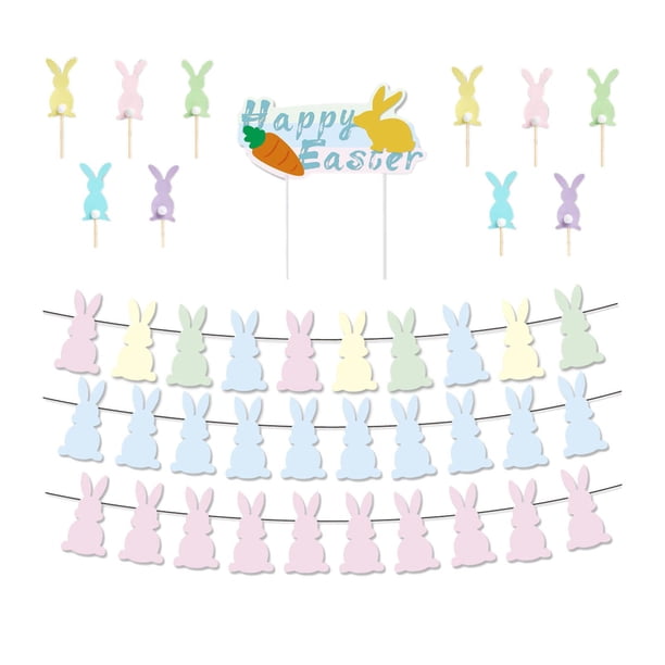 Decoraciones de pancartas de Pascua, pancarta feliz de Pascua para ventana, fiesta temática de primavera
