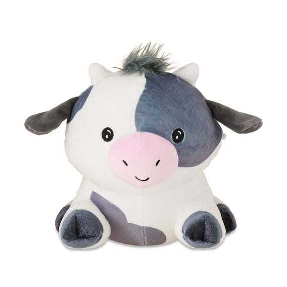 Medium Round Cow Plush, Black and White, 8", Valentine's Day by Way To Celebrate
