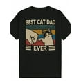thumbnail image 2 of Men's "Best Cat Dad Ever" Graphic Black Cotton Casual T-Shirt - Funny Summer Short Sleeve Tee with Cat and Paw Print Design, 2 of 6