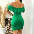 thumbnail image 4 of Uaswgudfs ​Sleeveless Off-Shoulder Midi Sundress - Summer Dresses for Women 2025 Casual Ribbed Dress with Ruffled Neckline Detail Green XL, 4 of 7