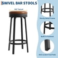 thumbnail image 5 of Studyset 30'' Swivel Bar Stools Set of 2 with Footrest,Modern Counter Height Barstools with PU Leather Upholstered and Metal Frame,Backless Round Bar Stools Kitchen Barstools for Kitchen Island, 5 of 7