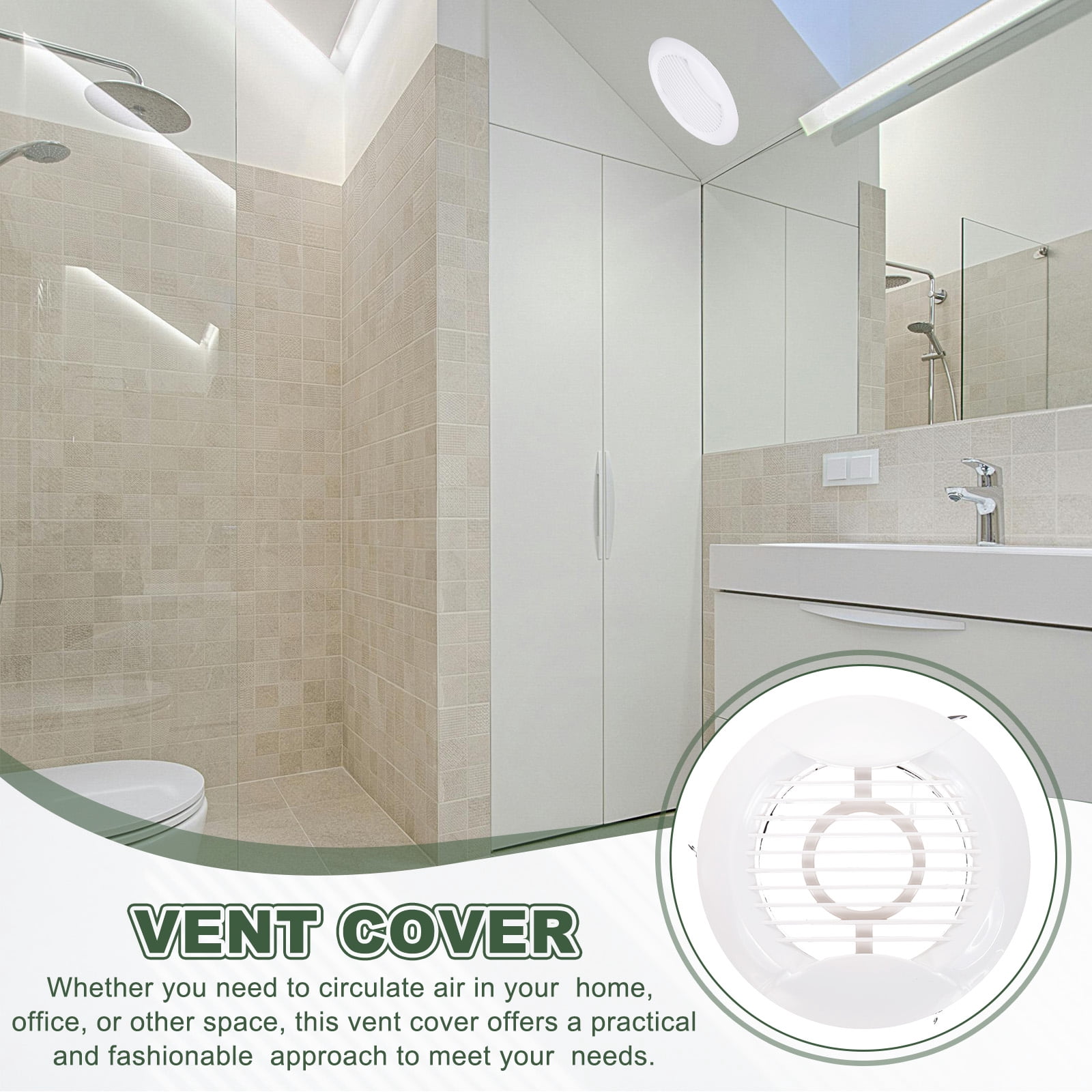 Uxcell Round Air Vent Cover, ABS Louver Soffit Vents for Bathroom Kitchen Living Room Office 4 Inch 2