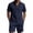Navy, variant on Cotton Men's Two Piece Sets Summer Lounge Sets Casual Short Sleeve Button Shirts and Elastic Waist Drawstring Shorts with Pockets Black S