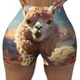 thumbnail image 2 of Balery Fluffy Alpaca Mountain Meadow Pantalones cortos de entrenamiento estampados para mujer, sin costuras, ajustados, para gimnasio, yoga, correr, deportes, ejercicio activo, fitness.-X-Large, 2 of 8