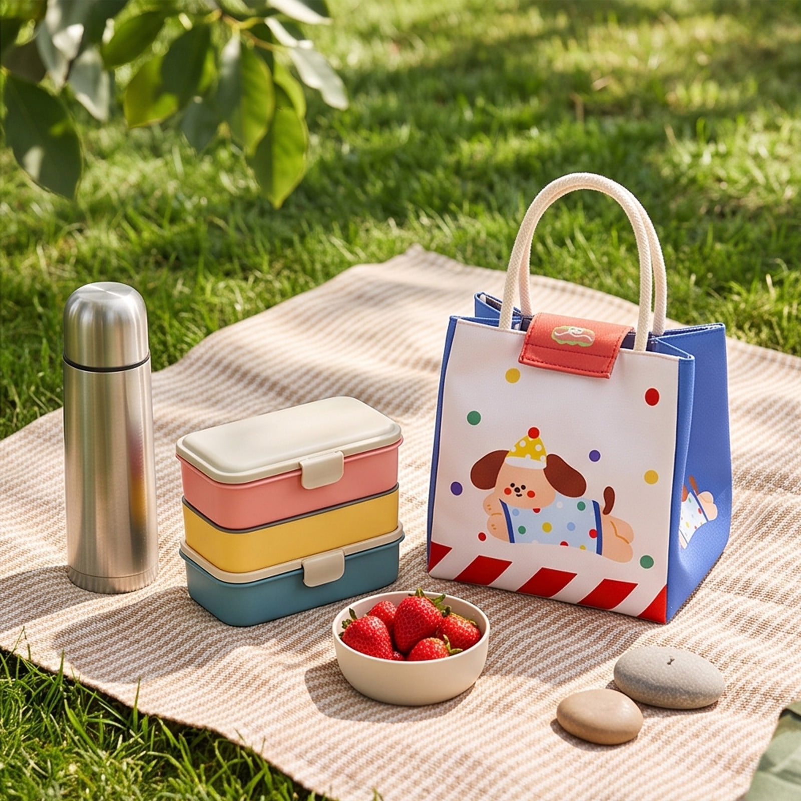Insulated Lunch Box Leakproof Waterproof Large Capacity Lunch Bag Cute Reusable Lunch Tote Bags for Girls Bento Cooler Bag for Work Picnic Travel Beach