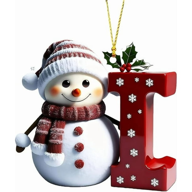 Adornos navideños de muñeco de nieve | Juego de 26 letras decorativas para una decoración navideña personalizada | Colgantes para interiores para el hogar, la oficina y fiestas