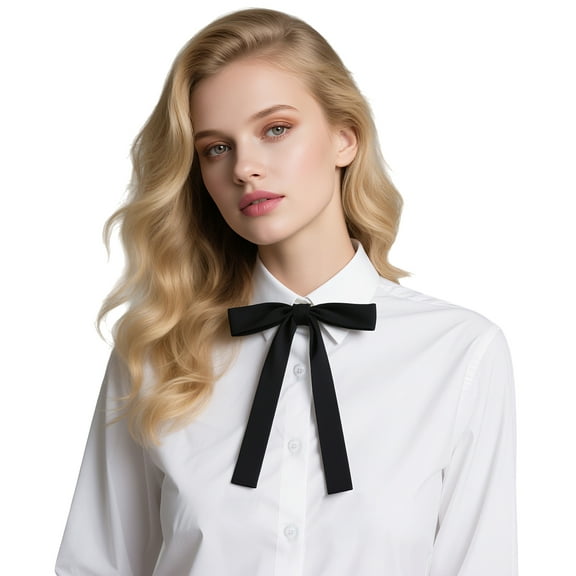 TopTie Black Satin Western String Bow Tie