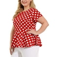 thumbnail image 4 of Agnes Orinda Women's Plus Size Tops Peplum Hem Short Sleeve Summer Polka Dot Shirts Blouses, 4 of 6