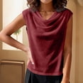 thumbnail image 2 of MOJOGO Lightweight Tops for Women Trendy Cowl Neck Sleeveless Blouse Loose Ribbed Knited Tank Tops for Summer Red M, 2 of 6
