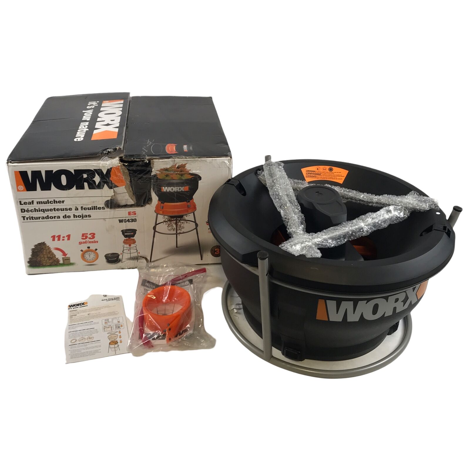 WORX WG430 13 Amp Power Equipment Bladeless Electric Leaf Mulcher 