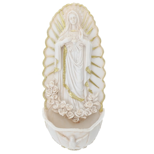 FELTECHELECTR Pila de agua bendita católica de porcelana Pila de agua bendita de Nuestra Señora de Guadalupe